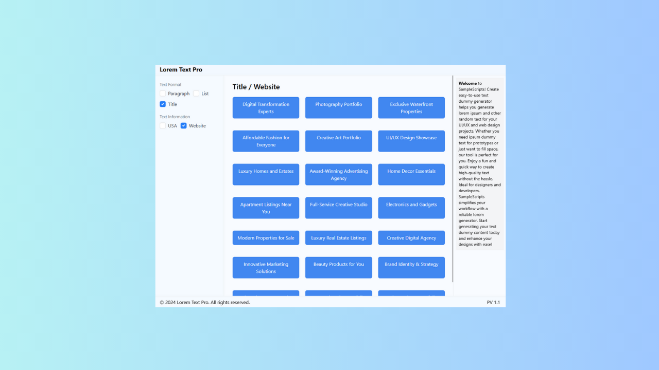 LoremText Pro